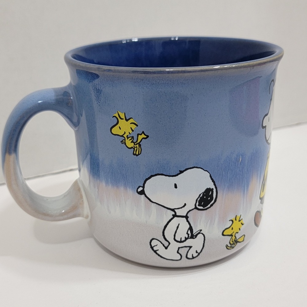 NEW PEANUTS‎ SNOOPY & THE Whole GANG COFFEE Tea MUG 21 OZ Blue White Tie Dye - Picture 4 of 6